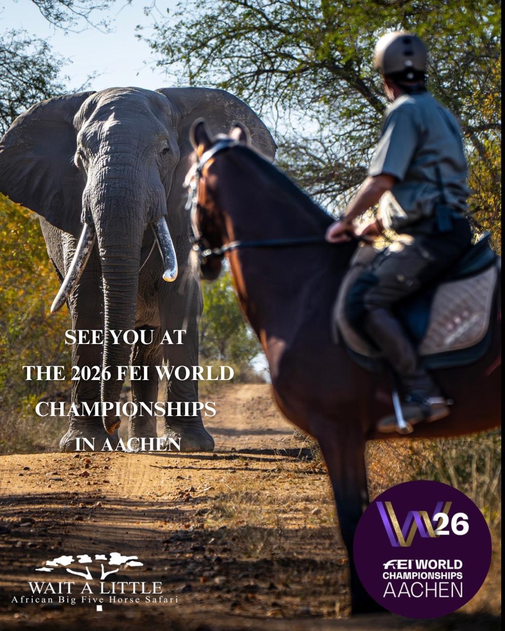 It’s that time of year again where the best horse and rider combinations take centre stage at the World Championships.🇩🇪

While you are out there supporting your favourite partnership & enjoying the hospitality, don’t forget to stop by the @pferdesafari_de stand to come and say hi to Gerti & Phillip! Not to mention checking out what safaris are currently available. 

Enjoy the show & we are looking forward to seeing everyone there.🐴✨

#africanbig5horsesafari #waitalittle #thewaitalittleexperience #pferdesafaris #chioaachen
